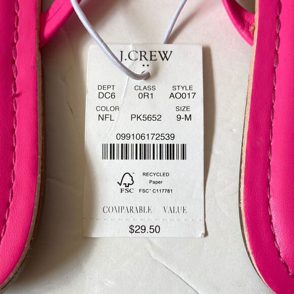 J Crew Flip Flops Womens Size 9M Hot Pink Faux Leather Shoes New NWT Read - Picture 3 of 13